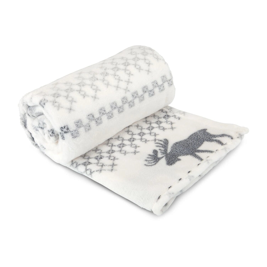 Accessoire de décoration avec renne en tissu Plaid Rudolph Blanc/Gris